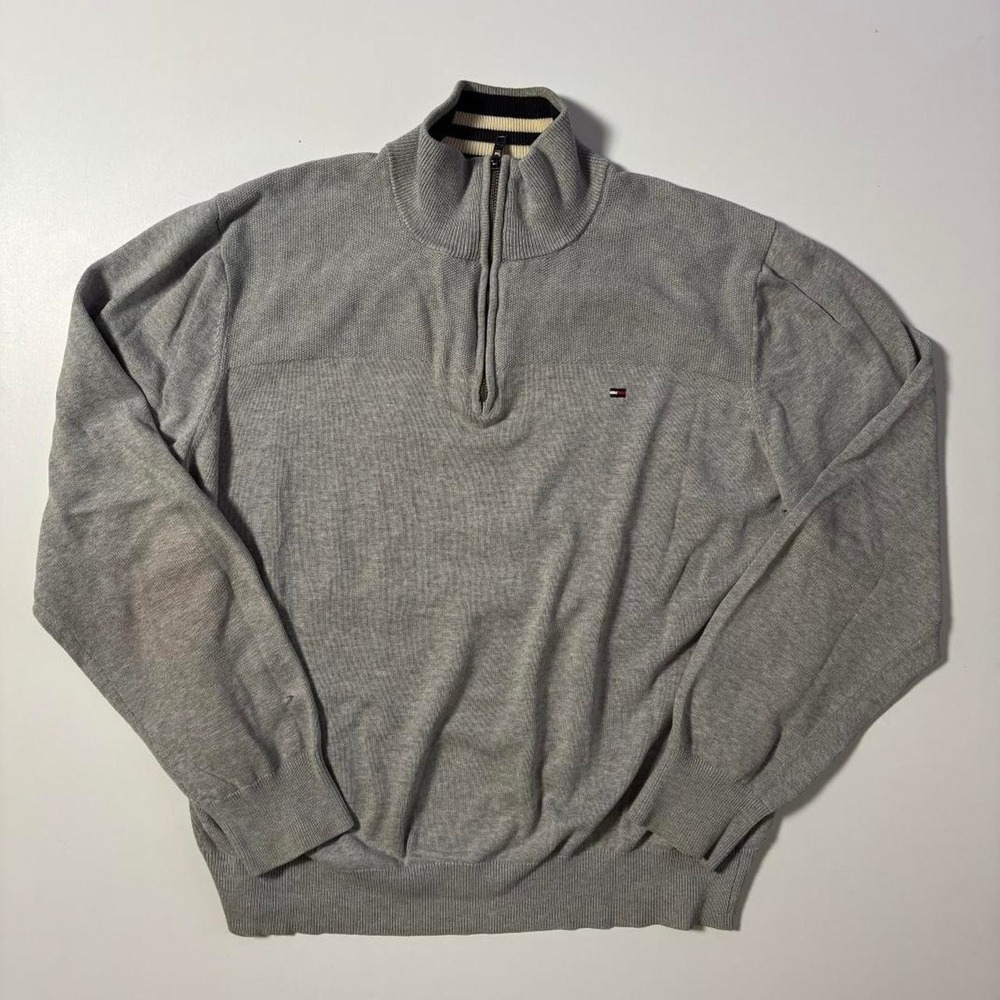 Grey Tommy Hilfiger Quarter Zip Sweater - XL